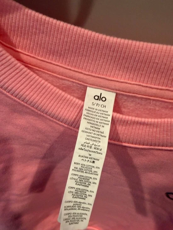 ALO Yoga Coral Pink Crewneck Sweatshirt - Picture 2 of 3